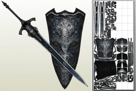 Greatsword+shield of Artorias Cosplay paper craft