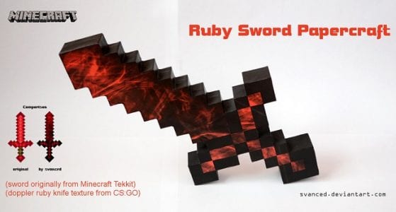 Minecraft Ruby Sword Paper craft
